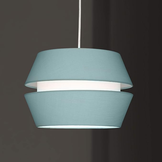 Duck Egg White Ceiling Pendant Shade NonElectric Two Tiered Light