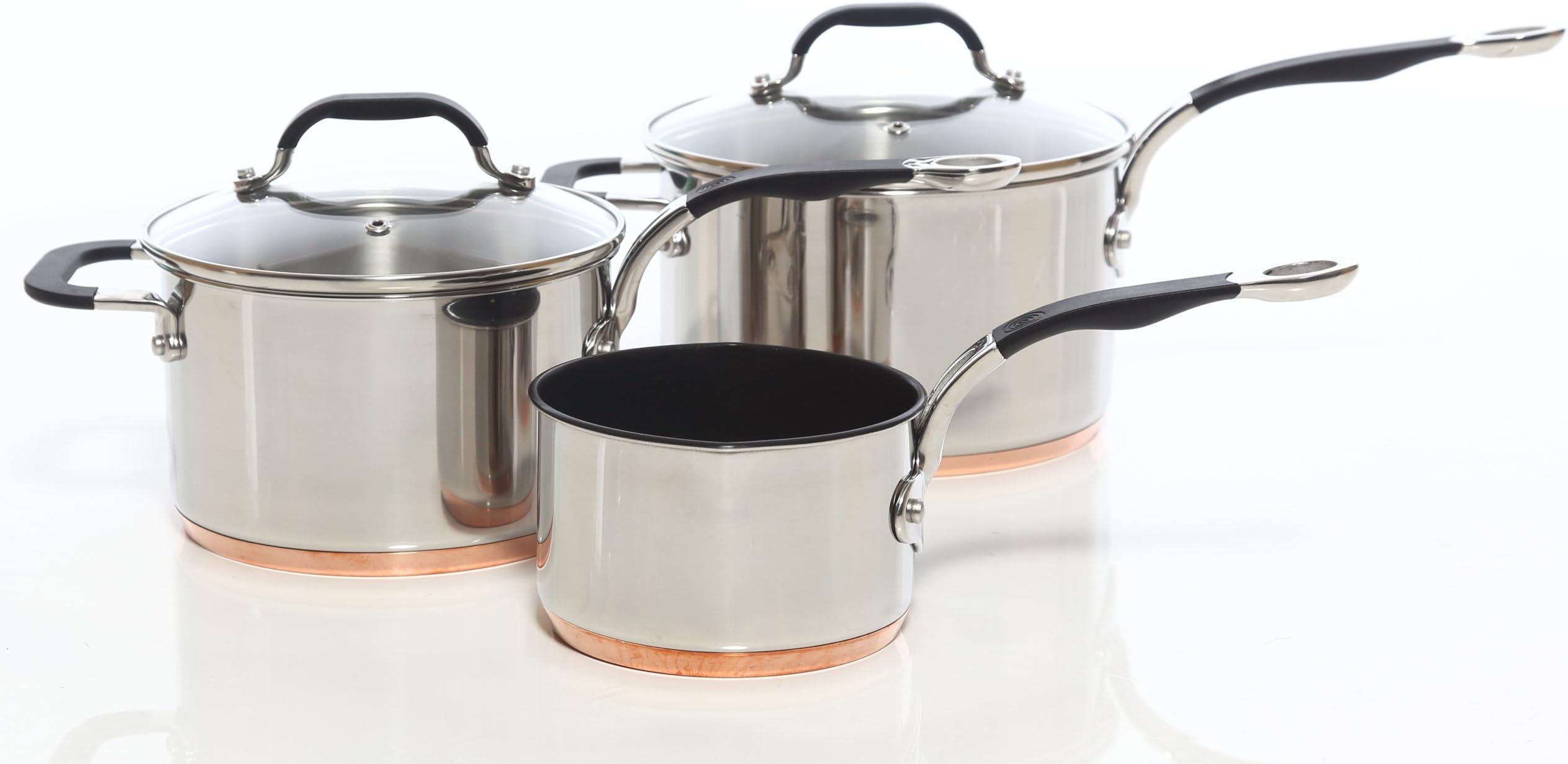 ProWare Copper Base Cookware Set of 3 (14cm milk pan, 18cm, 20cm Saucepans)