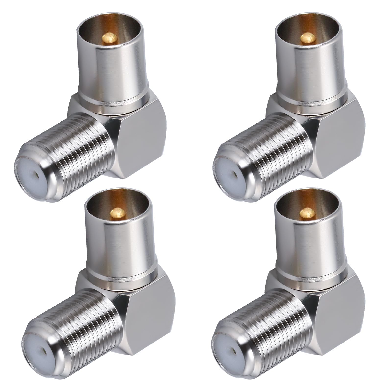 TUOLNK TV Aerial Male to F Female 90 Degree TV Aerial Coaxial Connector TV Male Plug to F Female Right Angle Aerial Adapter for Aerial Cable Satellite Cable 4Pcs