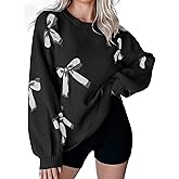 Libsorge Womens Valentine Bow Sweater 2026 Valentines Day Trendy Cute Oversized Long Sleeve Pullover Sweaters