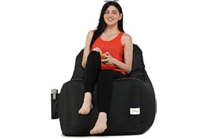 SATTVA CLASSY.ELEGANT.STYLISH SATTVA All Weather Water Resistant Lounger Bean Bag for Adults - Big Bean Bag Covers Only (No Filling), Love Sack Bean Bag Oversized, Washable Ultra Soft Zipper, for Dorm & Family Room (Black Color)