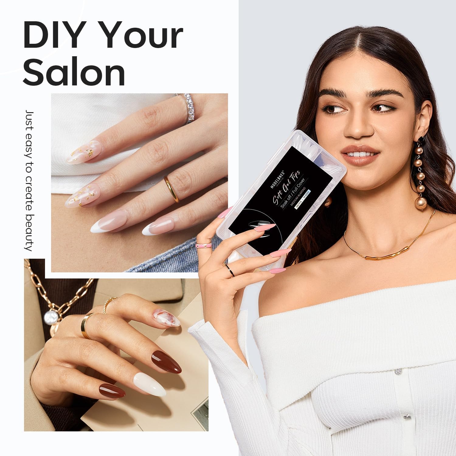 Modelones Almond Fake Nail Tips -500Pcs Medium Soft Gel Nail Tips Almond Shape Pre Etched Half Matte Full Cover Clear Acrylic Gel Kit False Press on for Extension Manicure Salon DIY at Home 10 Sizes - Image 4