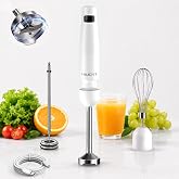 Cordless Hand Blender, 12V Rechargeable Immersion Blender with Brushless Motor, 60+ Bowls per Charge, 2-Blade, Auto Lock, Whisk &amp; Frother for Soup, Smoothies, Baby Food