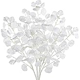 DILATATA Faux White Eucalyptus Stems – 32” Artificial Willow Leaves, 5 Pcs Long White Eucalyptus Branches for DIY Bouquets, Centerpieces, Shower & Wedding Decorations