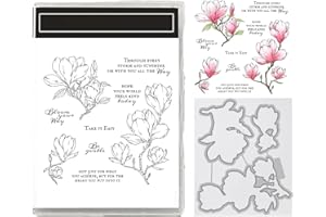 2026 Magnolia Clear Stamp and Die Set, Transparent Silicone Stamps and Metal Cutting Dies for Card Making, Scrapbooking, Gift