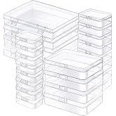 Jutieuo Clear Small Plastic Storage Containers with Lids, 24 Pack | Rectangular Mixed Sizes Mini Bins, Art Craft Supply Storage Boxes, Drawer Organizer with Lid, For Small Items Organizing