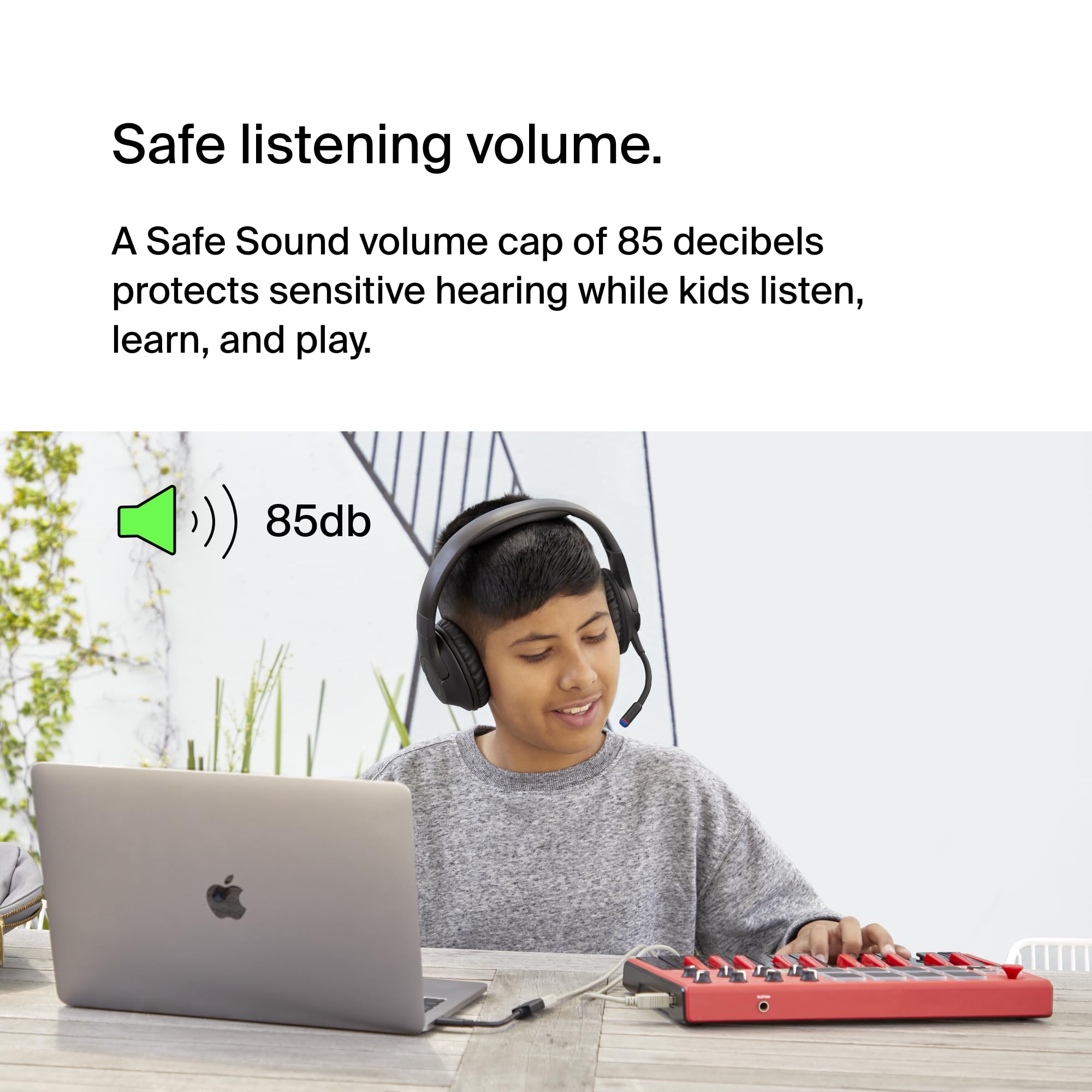 Belkin SoundForm Inspire Wireless Over-Ear Headset for Kids, Online Learning & Travel w/Built-in Microphone, 85dB Safe Volume Limit, 35H Battery - Compatible w/iPhone, iPad, Galaxy & More - Black