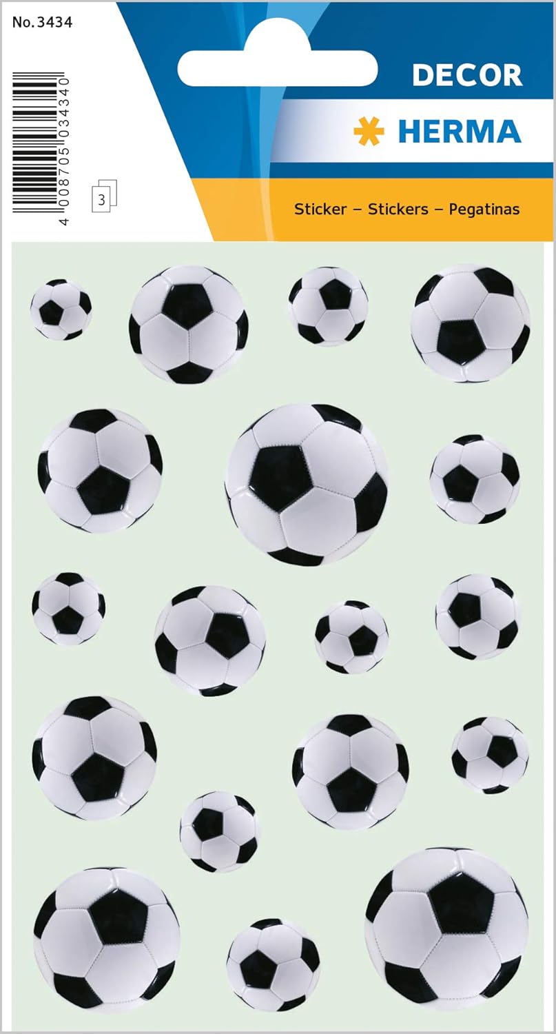 HERMA 3434 Football Stickers, Small, Large, 54 Pieces, Sports Stickers with Football Motif