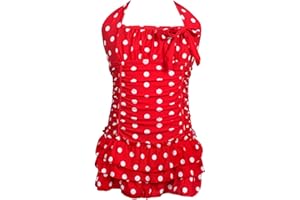 qyqkfly Polka Dot Girls Kids Bathing Suits Adjustable Swimsuits (FBA)