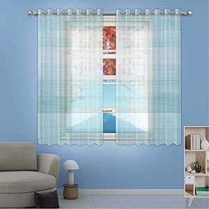 Centh 074179 - Cortinas para Ventana Grande, Color Verde Azulado y
