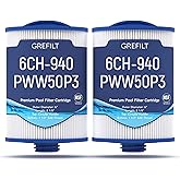 Grefilt 6CH-940 Spa Filter Compatible with Unicel, Pleatco PWW50P3, Filbur FC-0359, Waterway 817-0050 Front Access Skimmer, SAE Thread, 45 sq.ft. 2-Pack