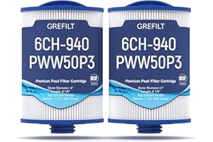 Grefilt 6CH-940 Spa Filter Compatible with Unicel, Pleatco PWW50P3, Filbur FC-0359, Waterway 817-0050 Front Access Skimmer, SAE Thread, 45 sq.ft. 2-Pack