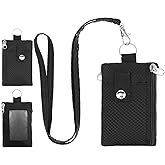 Hpmjz Small Wallet RFID Minimalist Zip ID Case Wallet with Lanyard Keychain Small Lanyard Wallets for Women/Men Water Resistant Travel Neck Wallets with Keychain ID Window for Card Coin Cash (Black)