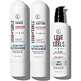 Love Ur Curls - Fragrance Free Curly Shampoo and Conditioner Set with All in One Curl Cream Styler for Wavy Hair, 3 Step Syst