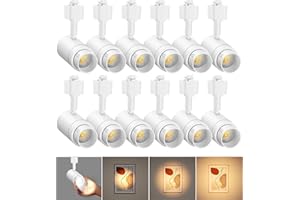 TuyuBEE Zoomable H Track Lighting Heads H Type Track Light Heads Dimmable LED Track Lighting Fixtures Ceiling Spot Light, H Style Track Heads for H Track Lighting Rails - White CRI90 12W 12 Pack 3000K