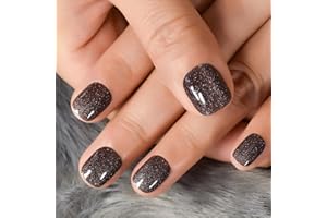 Curvlife Press on Nails Acrylic Fake Nails with Design Full Cover False Nails Reusable Nail Kit with Nail Glue Adhesive Tabs Nail File Artificial Glue on Nails (Gray star point, 30pcs)