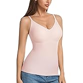Vinfact V-Neck Lace Seamless Camisoles Tank Tops with Built in Bra for Women Summer Workout Going Out Tankini Camis