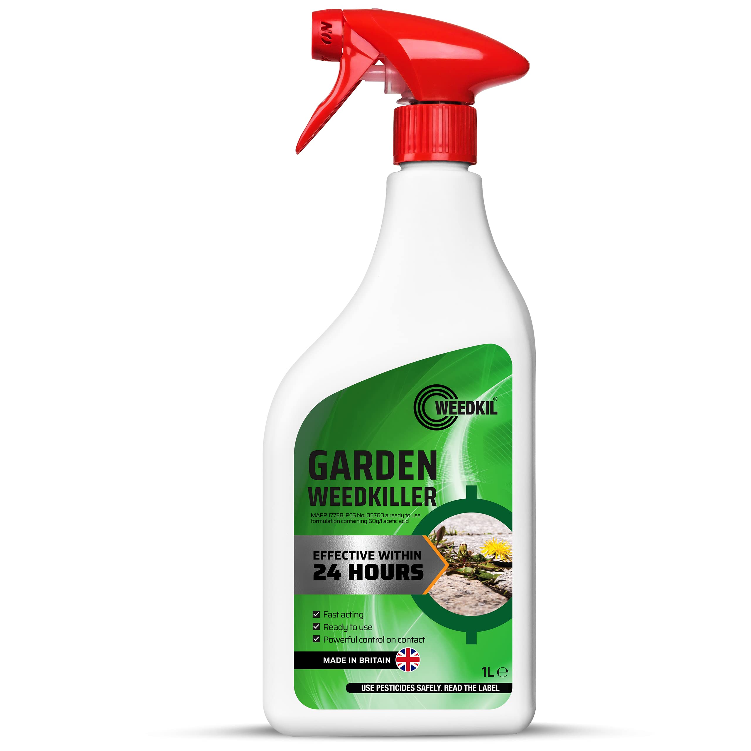 WeedKil Glyphosate Free Weed Killer 1 Litre - Harmless To Children & Pets Once Dry | Fast Acting Organic, Natural Ingredients | Effective Within 24 Hours, All Year Round | Ready To Use Spray Bottle