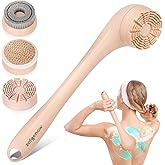 ZOFGENOW Electric Body Brush, Waterproof Back Scrubber for Shower with Long Handle and 3 Heads, Rechargeable Exfoliating Brush for Body and Foot, Deep Cleansing Massager, Pink