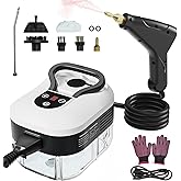 Steam Cleaner, Handheld Steam Cleaner for Home Car Furniture Bathroom, 2500W High Pressure Steam Cleaner, 1.2L Water Capacity, 6 Adjustable Speeds, 4 Brush Heads, Steamer for Cleaning (White)