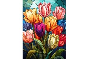 PAINTCOLOR Colorful Flowers Stamped Cross Stitch Kits - Needlepoint Counted Cross Stitch Kits for Beginner Adults Printed Dimensions Pattern Stitch Embroidery Kit Arts and Crafts (11CT without Frame)