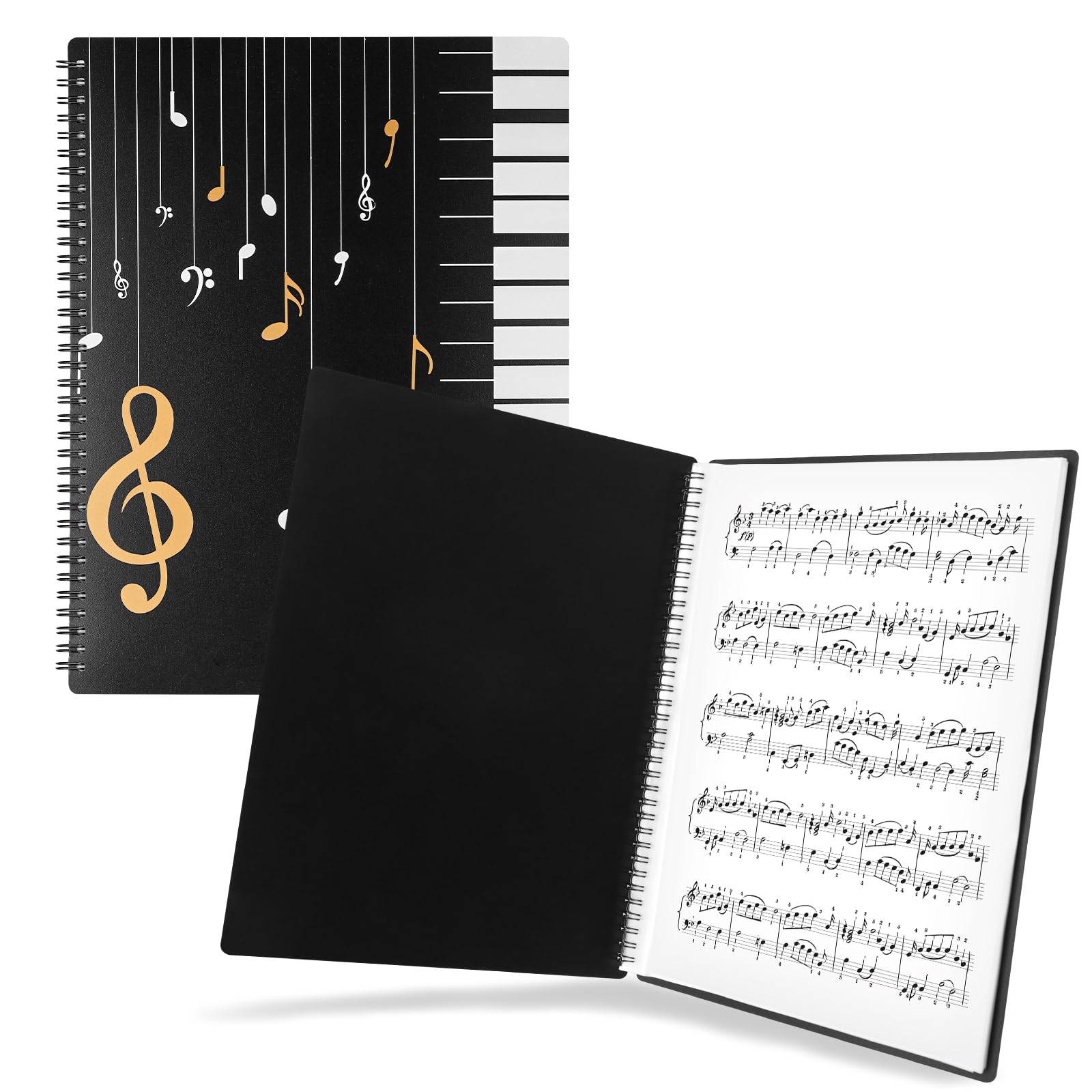 JIANTA A4 120Pages Sheet Music Folder, Spiral Binder Music File Folder, 8.5x11 inch Paper Documents Storage Holder Bag, Blank Plastic Concert Choral Folder