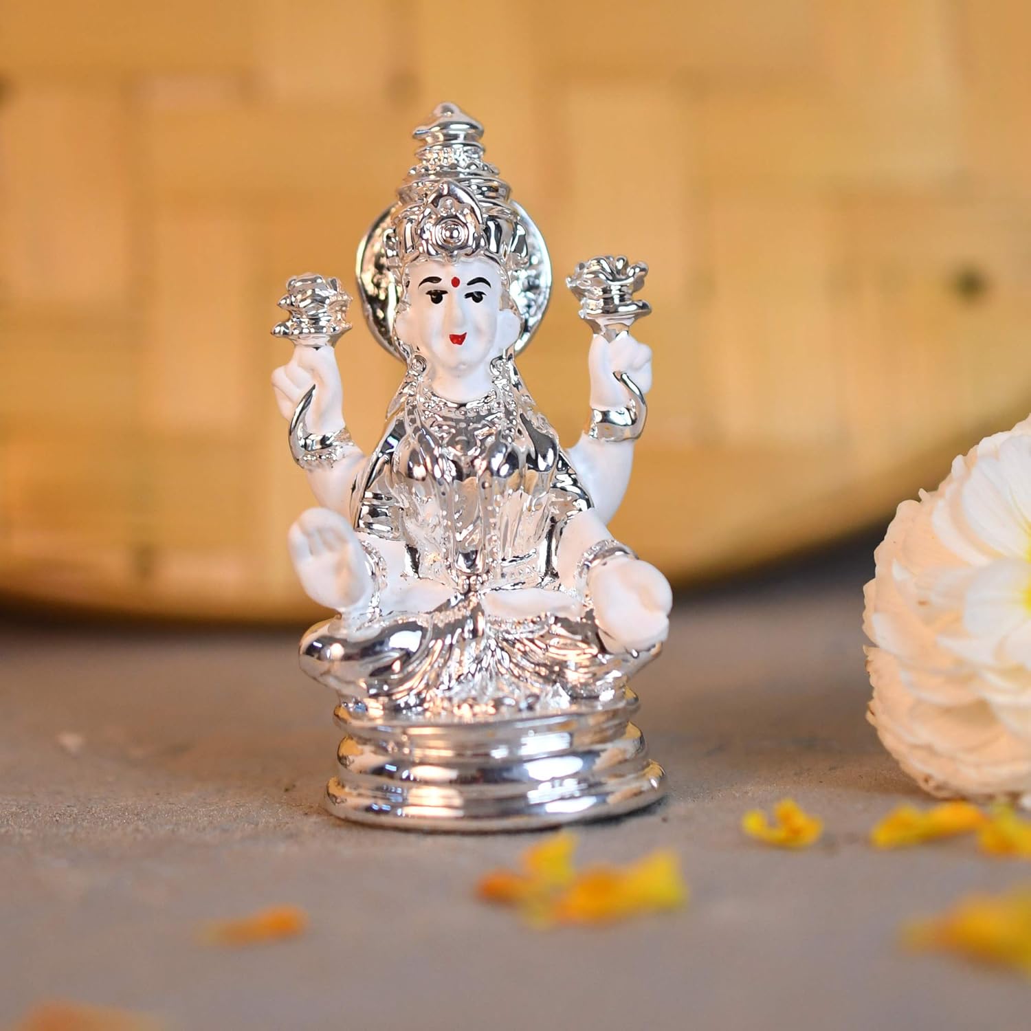 Buy Collectible India Ceramic Silver Plated Goddess Lakshmi Idol