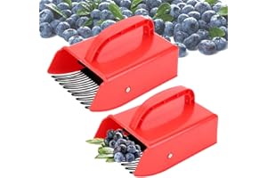 Naturezhen 2 Packs Berry Picker, Durable Plastic Blueberry Picker, Scoop with Sharp Metallic Comb & Ergonomic Grip Handle for