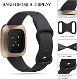 Vancle Fitbit Versa 3/Sense Strap Pack – Soft Silicone Small 3-Pack Black Grey view 2