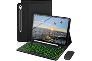 Keyboard Case for Samsung Galaxy Tab S10 Lite / S10 FE / S9 FE / S9 10.9-11 Inch, Mouse and 7 Colors Backlit Detachable Keybo