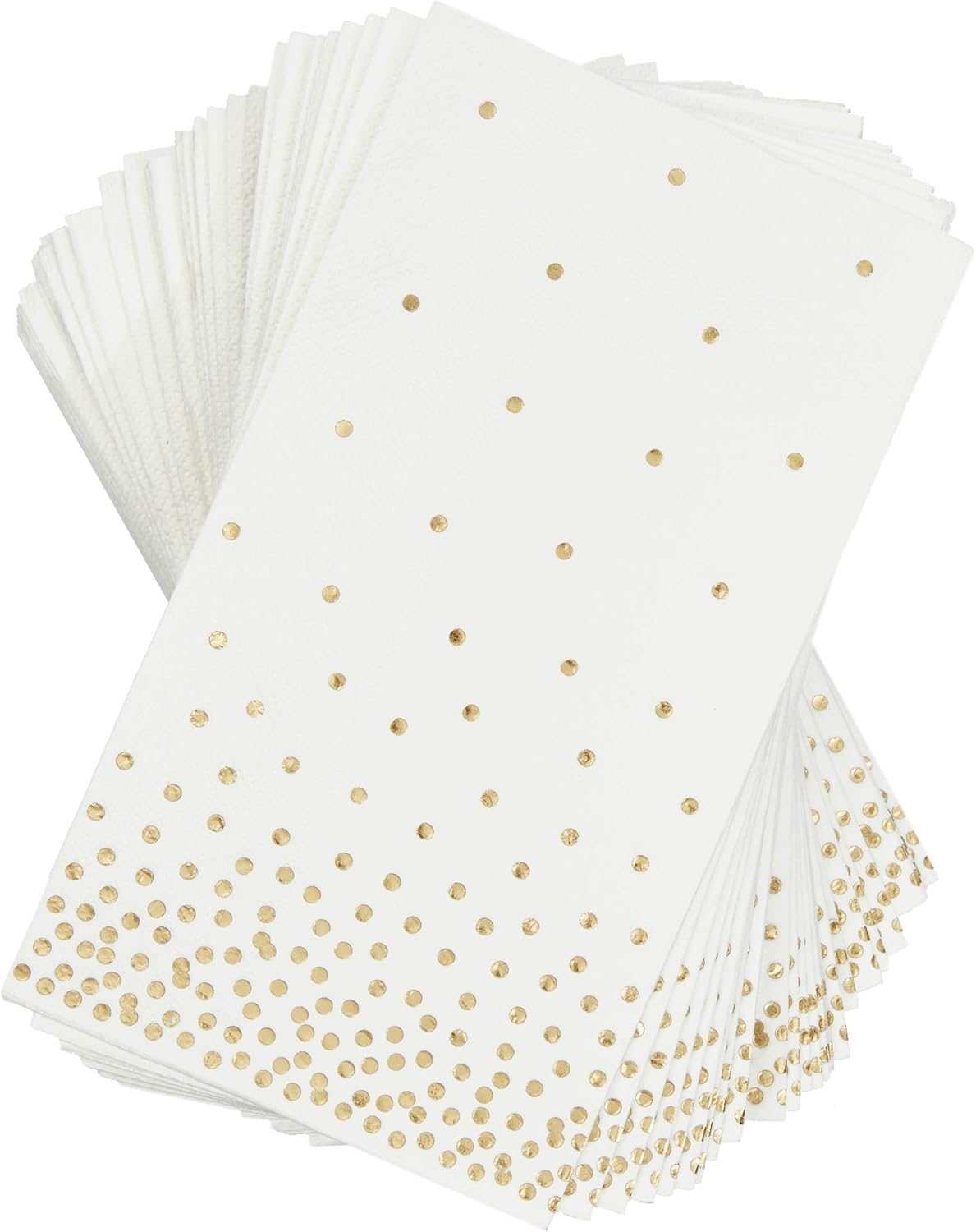 Gold Foil Polka Dot Confetti Paper Napkins for Party (4 x 8 Inches, 50 Pack)