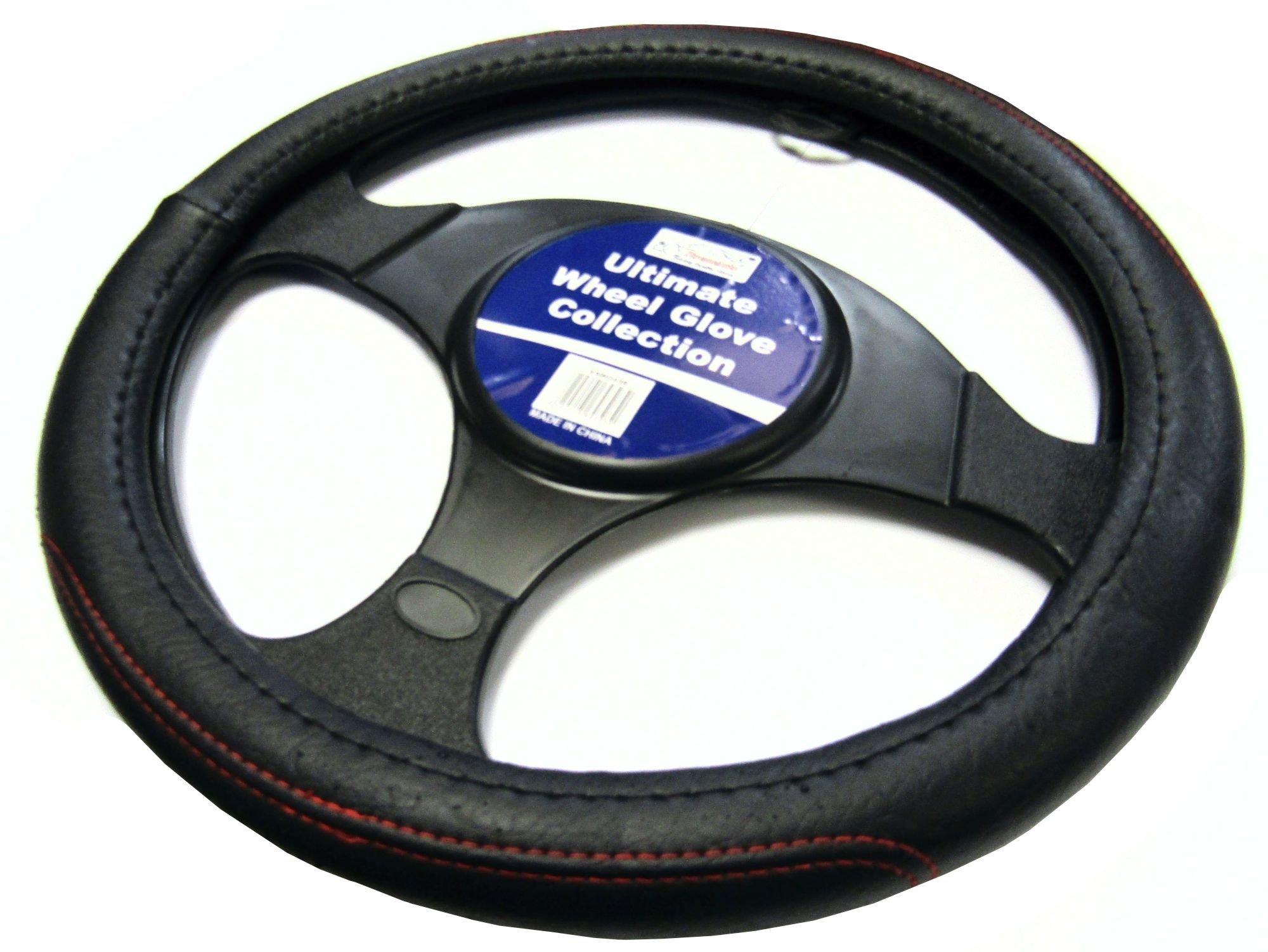 XtremeAuto® Universal Leather Car Steering Wheel Cover Glove Sleeve (Red)