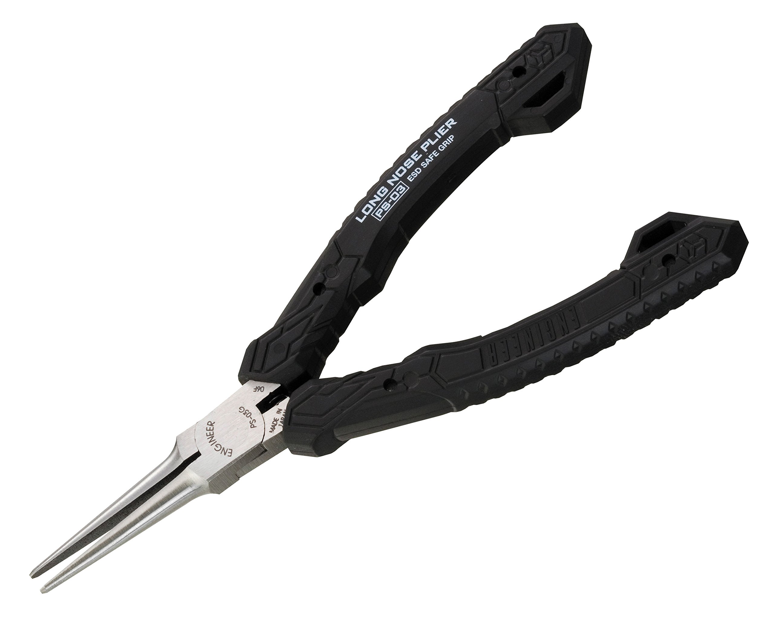 Compact Precision Compact Long Nose Pliers (Needle tip),Professional Grade, ESD Safe with Carbon Steel Jaws. Made in Japan. ENGINEER ps-03