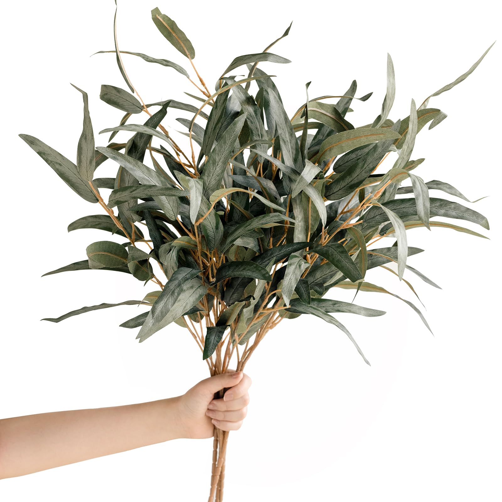 Photo 1 of Ling’s Moment Artificial Plants Salix Leaves Branches,4Pcs 17.5"Tall Sage Green Fake Willow Greenery Filler Decor w/Stems, Lifelike Texture Plant Decor for Wedding Bouquets/Table Centerpieces, Office