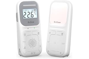Dr.Care Neo Baby Audio Monitor with Two-Way Audio, VOX, Built-in Nightlight, Lullabies, White Noises, Quiet Vibration, 1000ft Range, Baby Audio Monitor Speaker & Mic, No WiFi