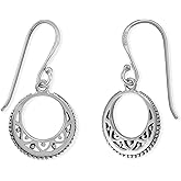 Boma Jewelry Sterling Silver Bohemian Crescent Moon Dangle Earrings