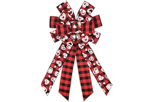 Threetols Large Valentine's Day Wreath Bows, Red Black Buffalo Plaid Bows for Wreath Proposal Valentine White Heart Decoration Bows for Indoor Outdoor Holiday Wedding Party Tree Fence Decor