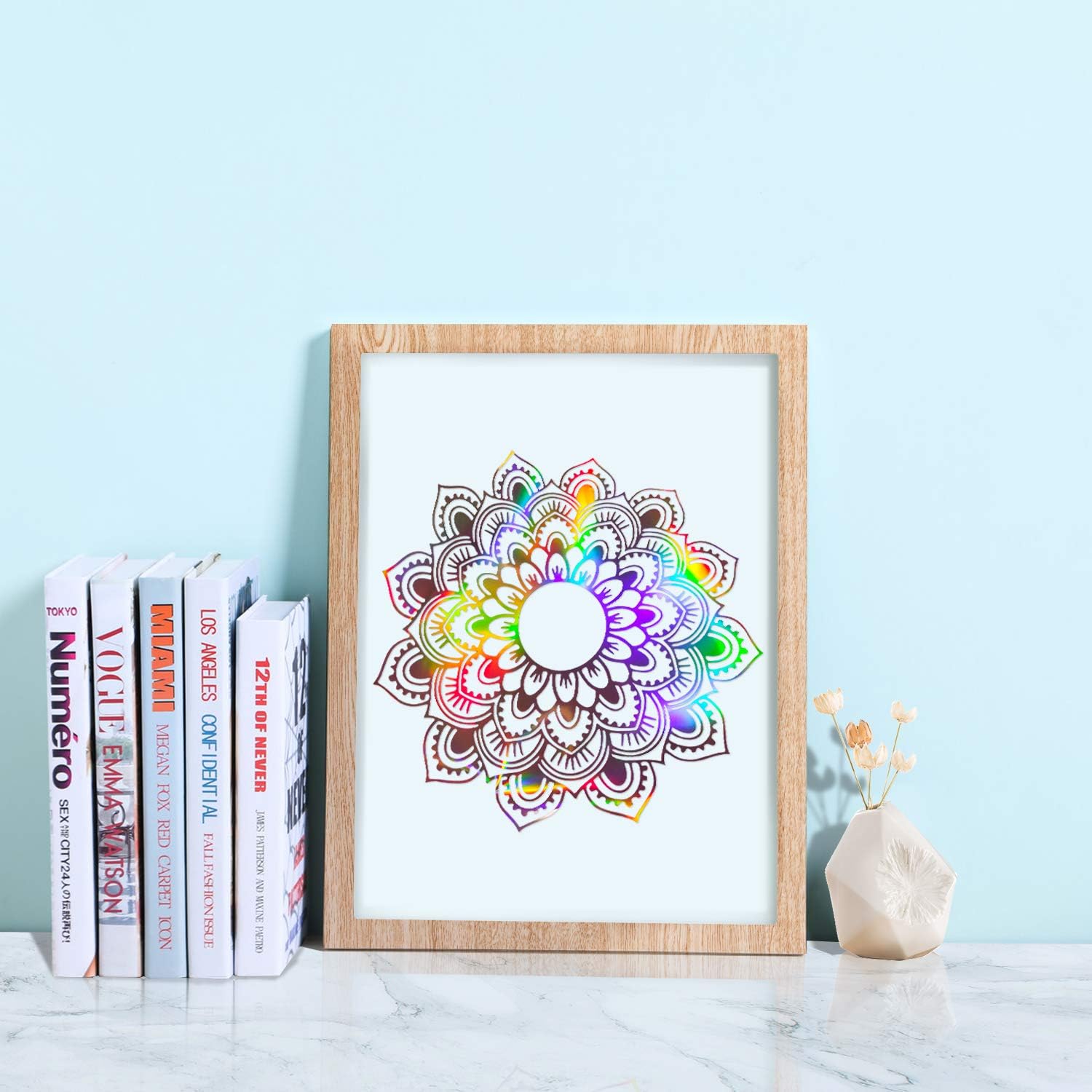 Holographic Glossy Rainbow Permanent Adhesive Craft Vinyl for curicut,Cameo,for DIY Tumblers,Rainbow Vinyl: Kitchen & Dining