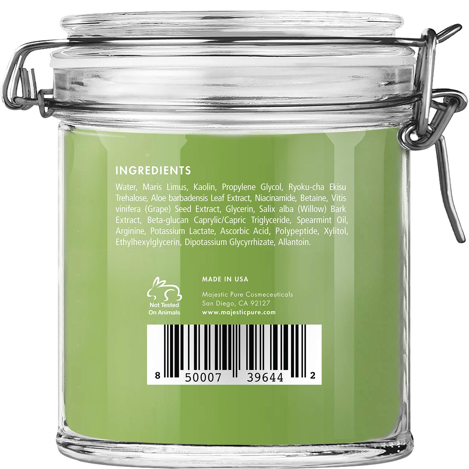 Majestic Pure Green Tea Mint Mud Mask - Exfoliating Facial Face and Skin Mask for Blackhead and Acne - Rich in Antioxidant, Fight Free Radicals, 10 oz : Beauty