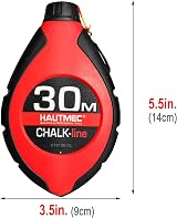 HAUTMEC Chalk Line Reel 30m/100ft Chalk Box 6 Ratio Speed Winding Builders view 6