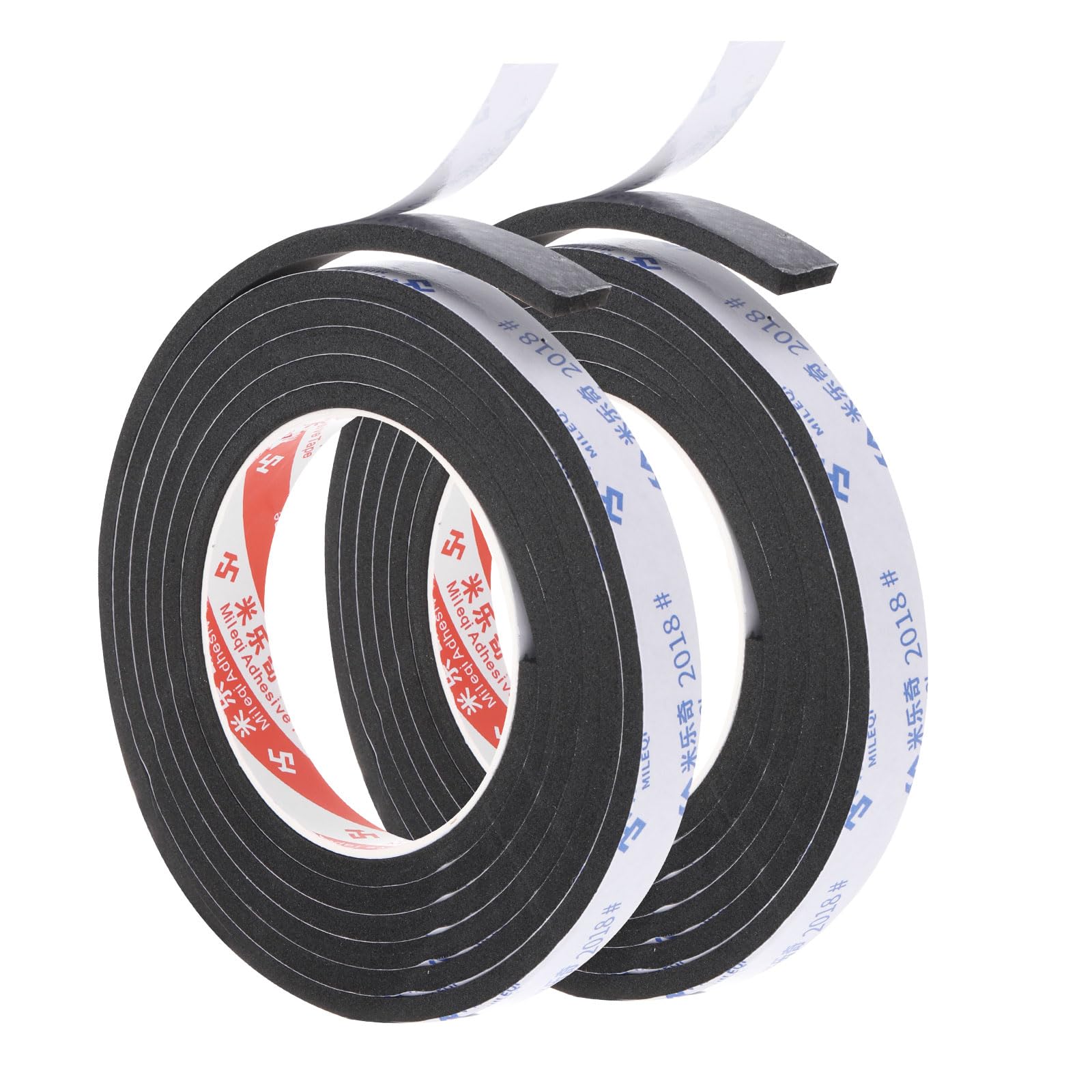 PATIKIL 2m/6.6ft Sealing Foam Tape, 2 Pack 1.5cm Wide 5mm Thick Single Sided Weather Stripping Door Seal Strip for Window Door Insulation, Black