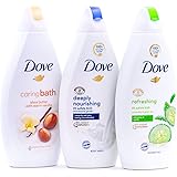 Dove Body Wash Variety Pack- Shea Butter with Warm Vanilla, Deeply Nourishing and Cucumber & Green Tea - 16.9 Ounce / 500 Ml 