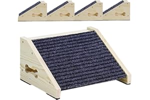LITAIL Dog Ramps for Stairs, Wooden Pet Ramp Stairs for Small Medium Dogs, Non-Slip Dog Pet Steps for Any Staircase, Stair Ramp for Injured Dogs with Anti-Slip Strip, 4 Pack