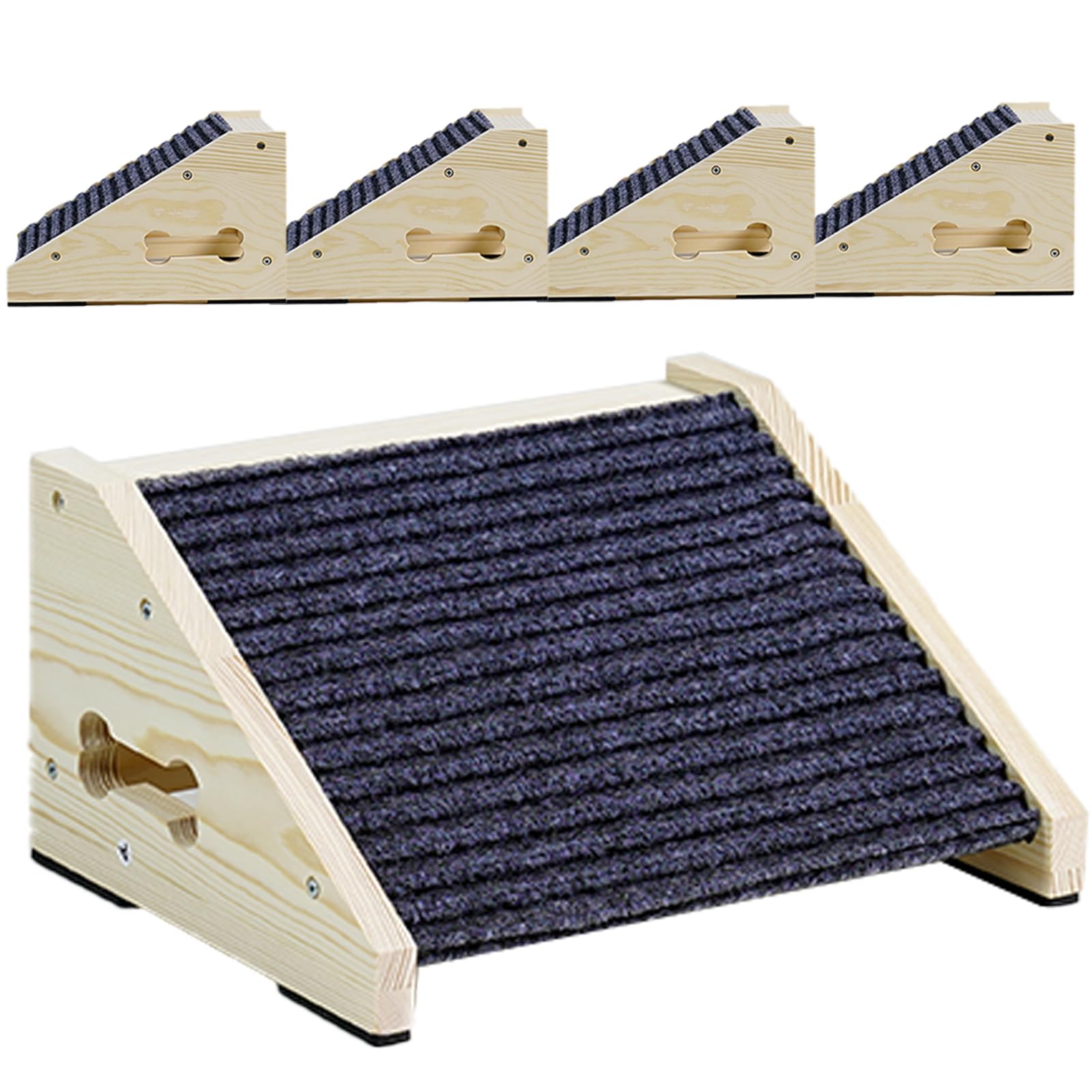 Photo 1 of Dog Ramps for Stairs, Wooden Pet Ramp Stairs for Small Medium Dogs, Non-Slip Dog Pet Steps for Any Staircase, Stair Ramp for Injured Dogs with Anti-Slip Strip, 4 Pack