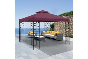 FRTZAL Gazebo Canopy Replacement -Grill Gazebo Replacement Roof -Gazebos on Clearance Outdoor Shelter Top Double Tiered Cover, 10x10 FT (Claret)