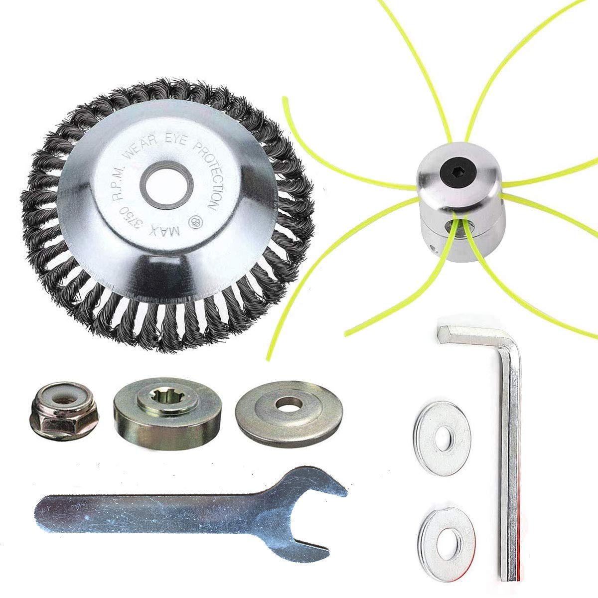 Kagni Universal Steel Strimmer Head - 8" Wire Brush Grass Trimmer Head and Aluminium Brush Cutter for Petrol/Electric String Strimmer, Weed Eeater, Weed Wacker