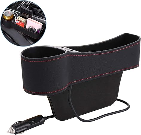 Amazon Findigit 多機能 車隙間収納 サイド収納ボックス 車用シートポケット ドリンクホルダー 2usbポート付き コンソール収納 カー用品 便利グッズ フィット 座席 シートサイド 収納 小物入れ カーアクセサリー 差し込みタイプ 助手席 左席で使用 ドリンクホルダー