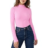 Zengjo Womens Mock Neck Long Sleeve Tops Ribbed Thermal Baselayer Shirt Stretch