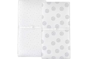 ELY'S & CO. Changing Pad Covers - Cradle Sheets 2-Pack - 100% Jersey Cotton for Baby Boy or Baby Girl (Grey Dottie)