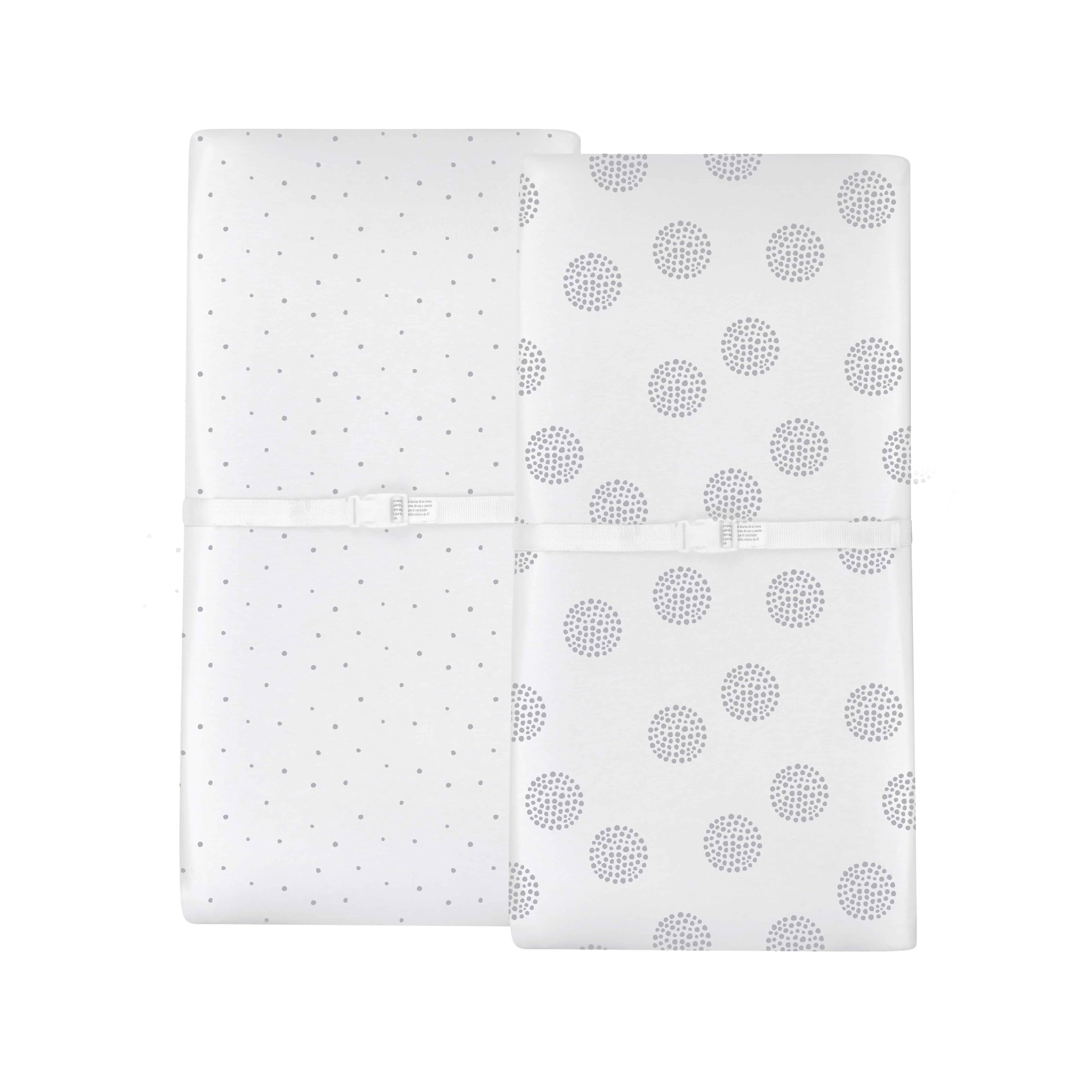 Changing Pad Covers - Cradle Sheets 2-Pack - 100% Jersey Cotton for Baby Boy or Baby Girl (Grey Dottie)